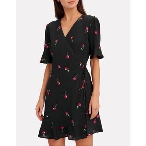 Rails‎ Aimee Wrap Dress in Cerise Cherry Print Black Size Large